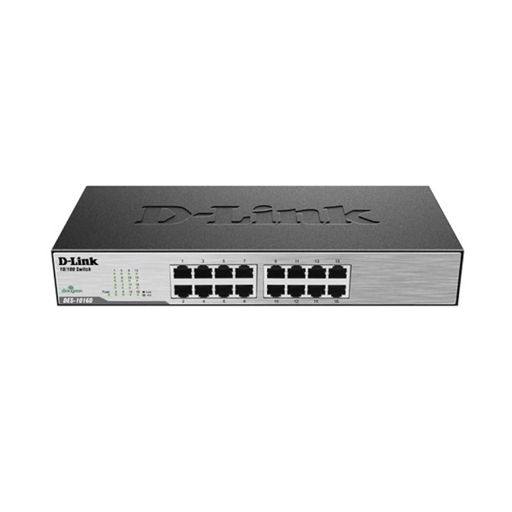 D-Link DES-1016C 16 Port 10/100 Yönetilemez Switch Rack Mount Metal Kasa