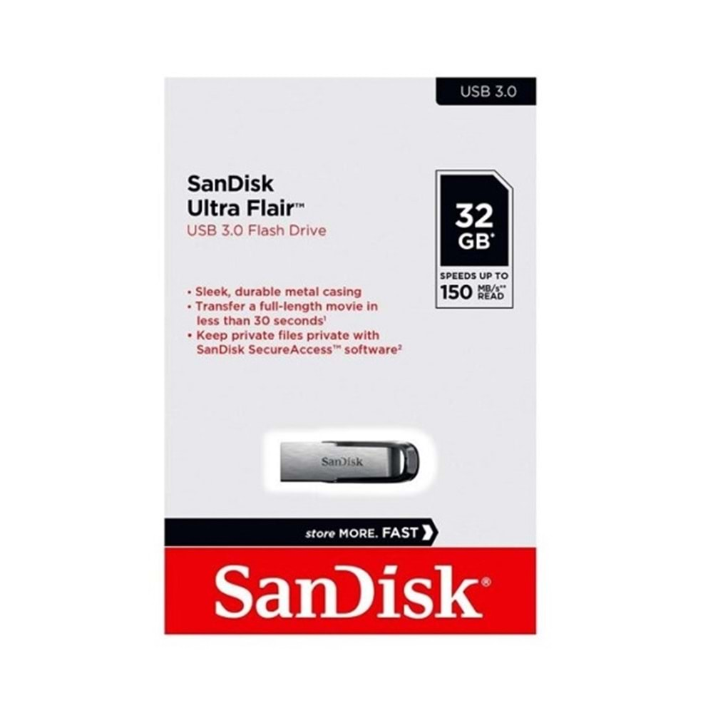 SanDisk 32Gb Ultra Flair Metal Kasa Usb 2.0 Bellek SDCZ73-032G-G46