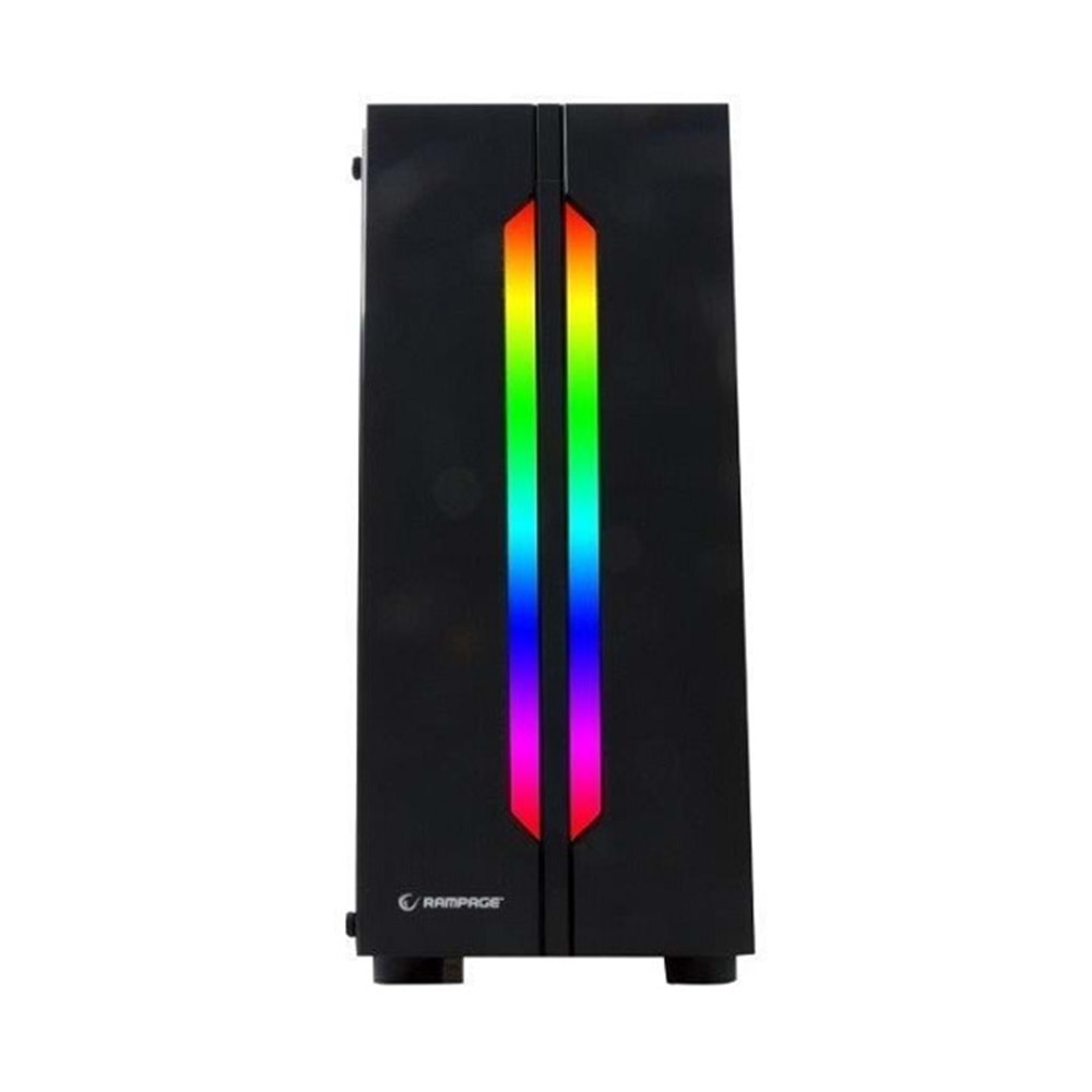 Rampage Spectra Powersız Siyah Tempered Glass Rainbow Gaming Kasa