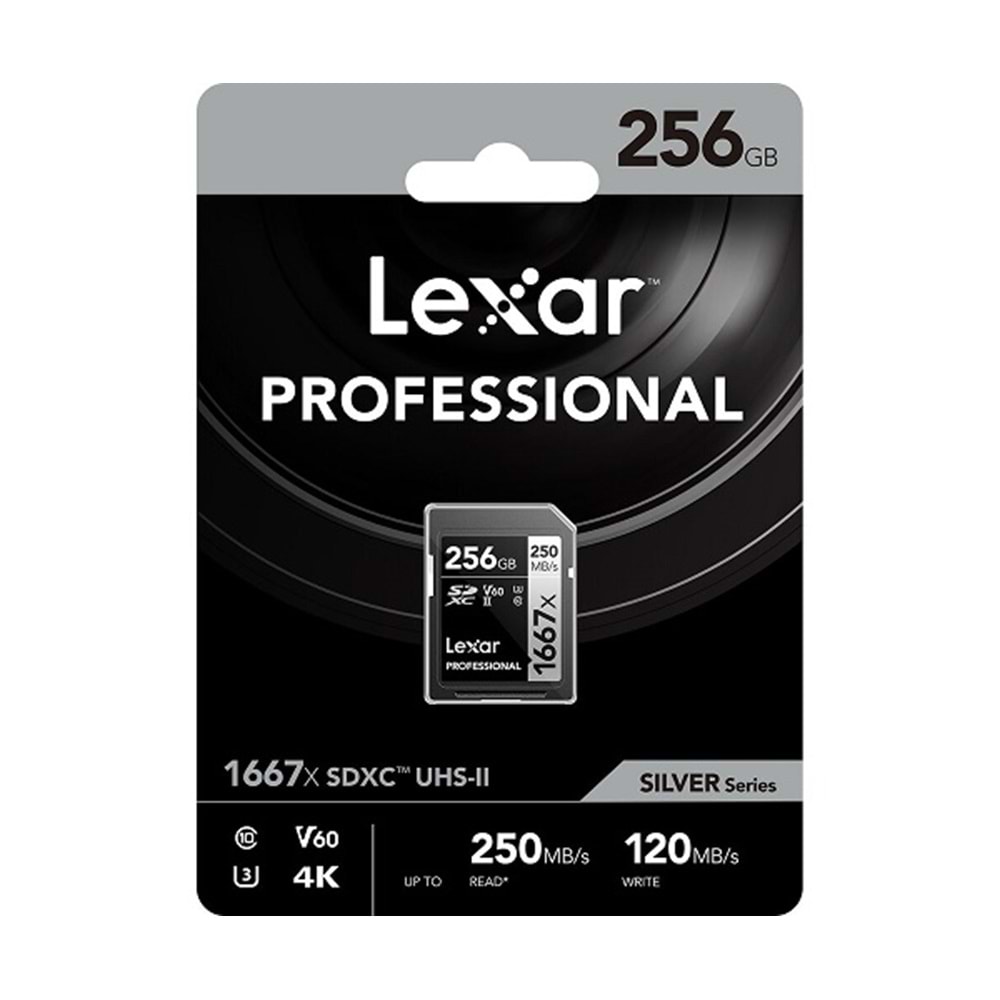 Lexar 256Gb 250Mb/s 1667x V60 U3 UHS-II SDXC 4K Hafıza Kartı