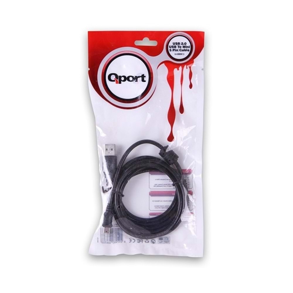 Qport Q-USBKM1.5 5Pin 1.5Mt USB 2.0 Data Kablosu