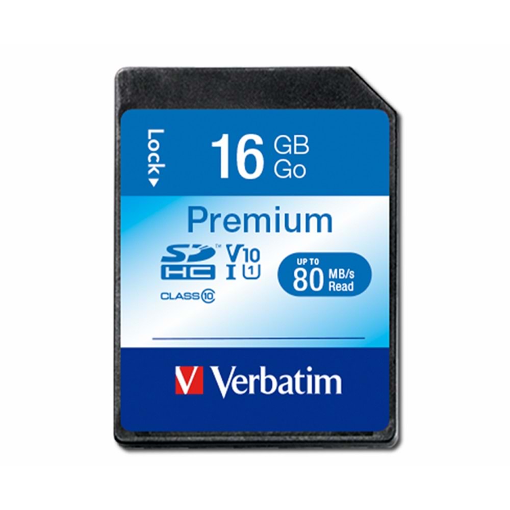 Verbatim Premium 16GB 80MB/S U1 SDHC C10 Hafıza Kartı
