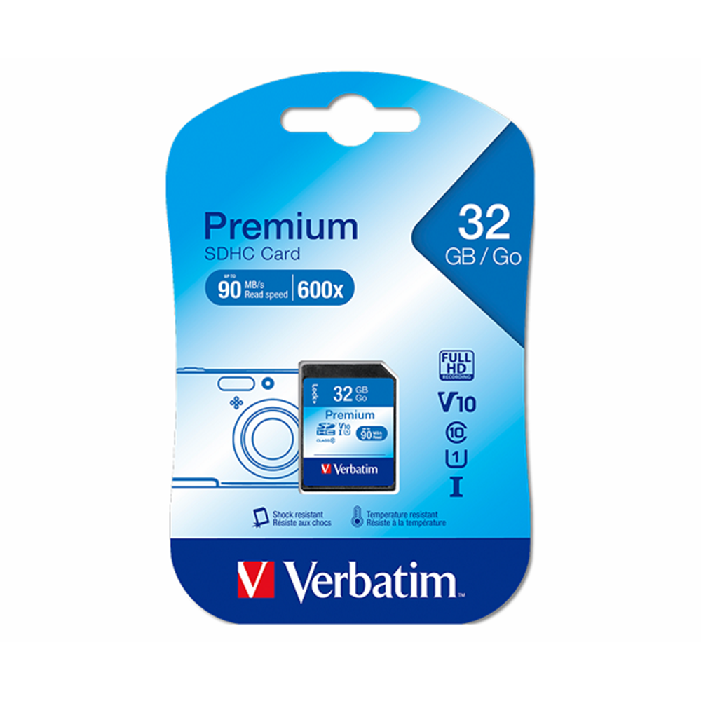 Verbatim Premium 32GB 90MB/S U1 SDHC C10 Full HD Hafıza Kartı