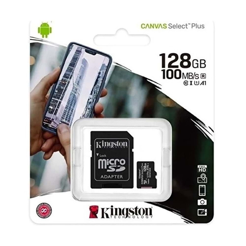 Kingston 128GB SDCS2/128GB 100MB/s CL10 U1 A1 MicroSD Kart Bellek