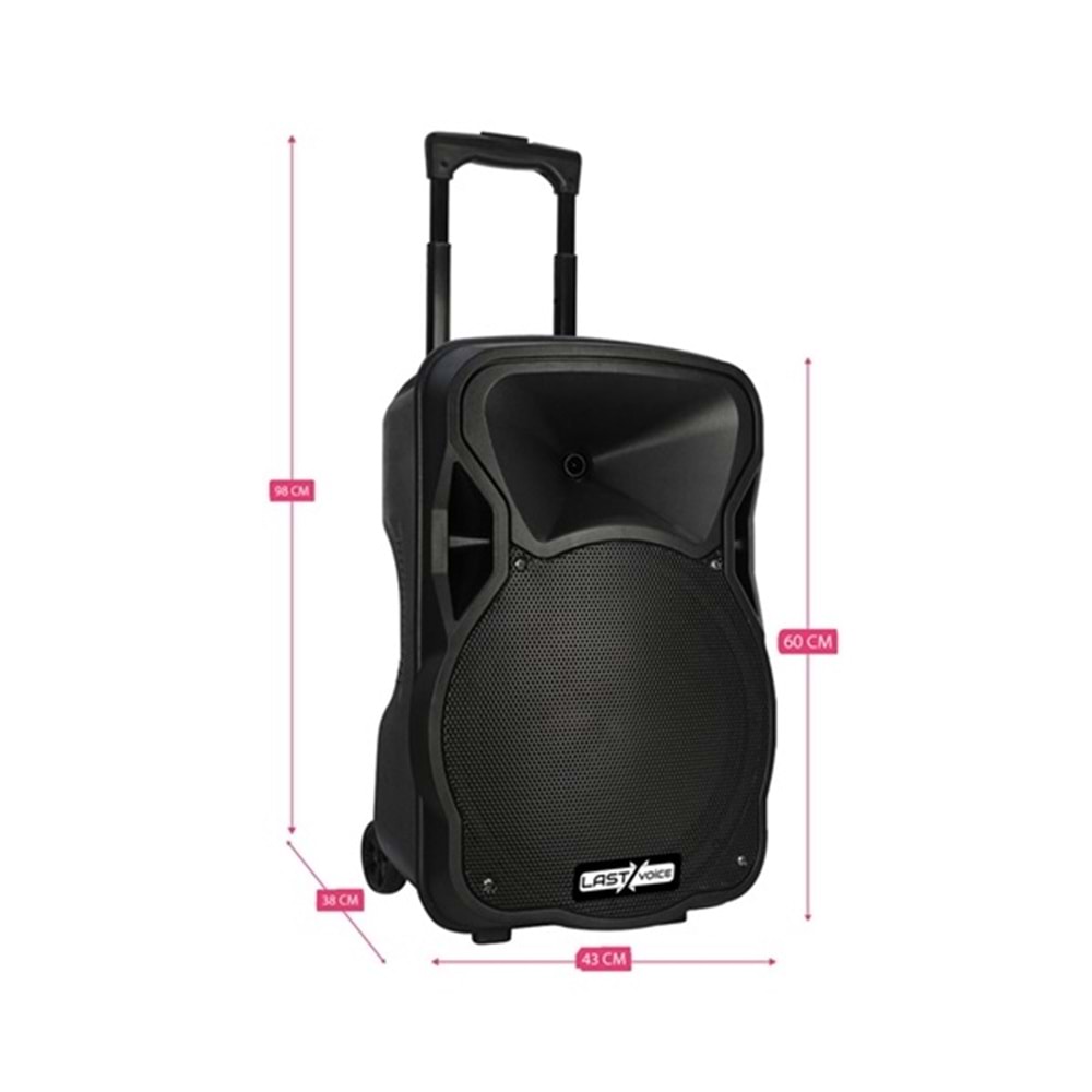 Lastvoice LS-1915 15 inç 1000Watt Şarjlı Mikrofonlu Portatif Ses Sistemi