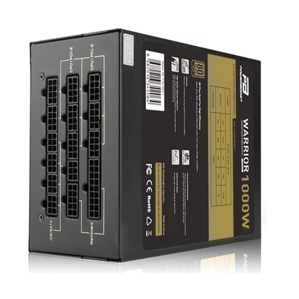 Power Boost BST-ATX1000GF1 Warrior 1000W 80+ Gold Siyah 12cm Fanlı Power Supply Full Modüler