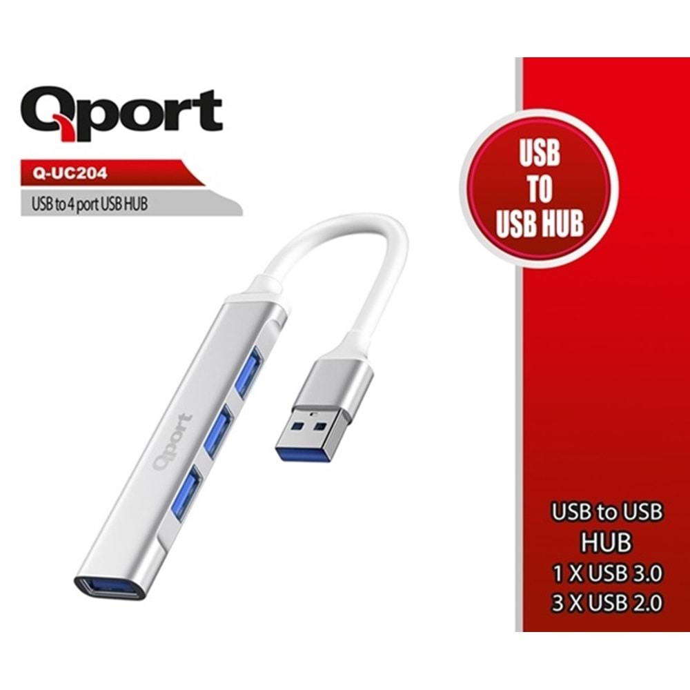 Qport Q-UC204 USB To 4 Port Metal USB Çoklayıcı Fiyatı