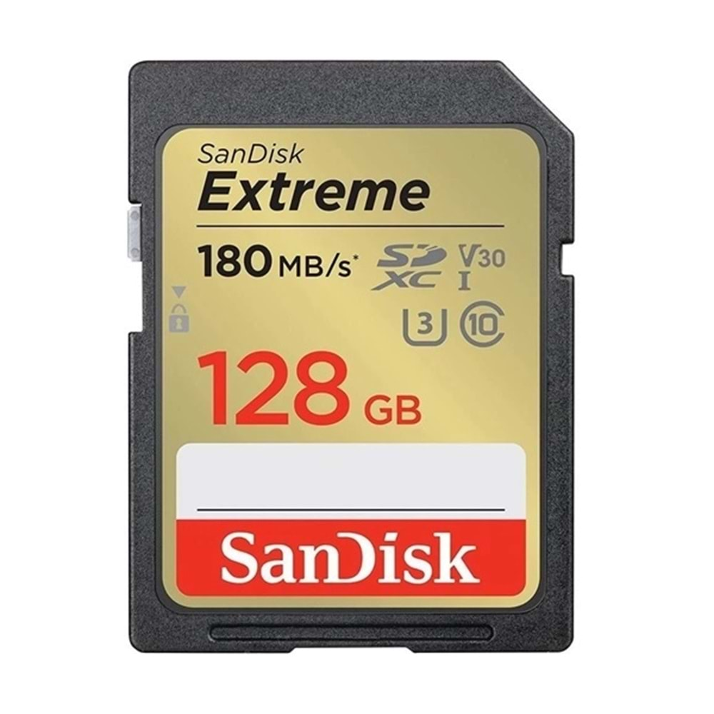 Sandisk 128GB Extreme SDXC Card 180MB/s V30 UHS-I U3 Hafıza Kartı SDSDXVA-128G-GNCIN