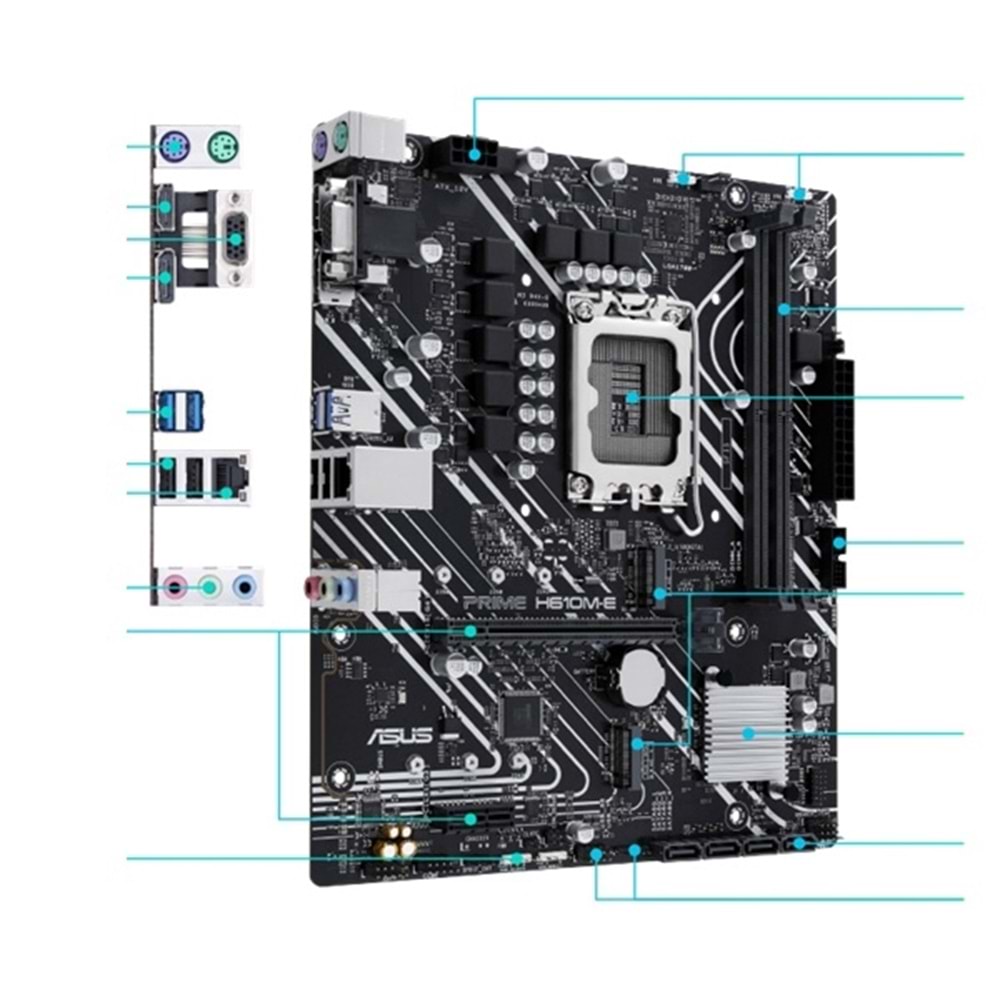 Asus Prime H610M-E-CSM H610 DDR5 Vga GLan mATX HD DP M2 RGB US3.2 1700p Anakart