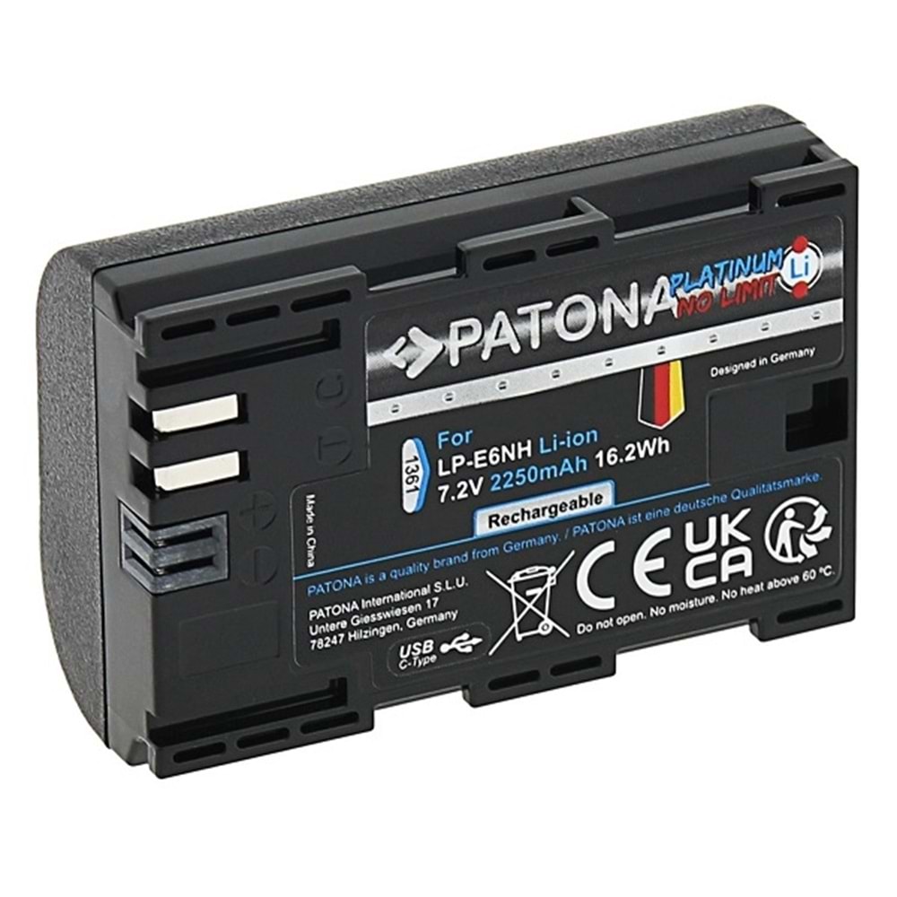 Patona Canon LP-E6NH USB-C İnput Uyumlu Batarya (MARK II İLE UYUMLU DEĞİL)