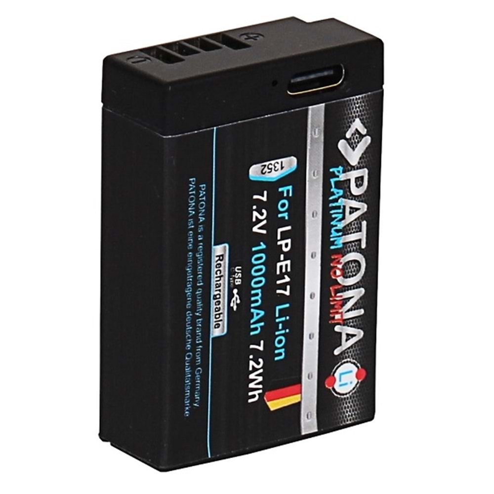 Patona LP-E17 Canon Uyumlu Batarya USB-C Kablo ile Şarj İmkanı