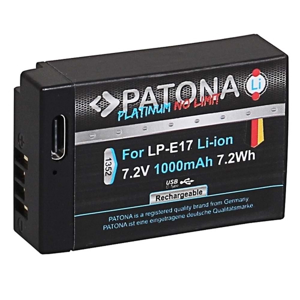 Patona LP-E17 Canon Uyumlu Batarya USB-C Kablo ile Şarj İmkanı
