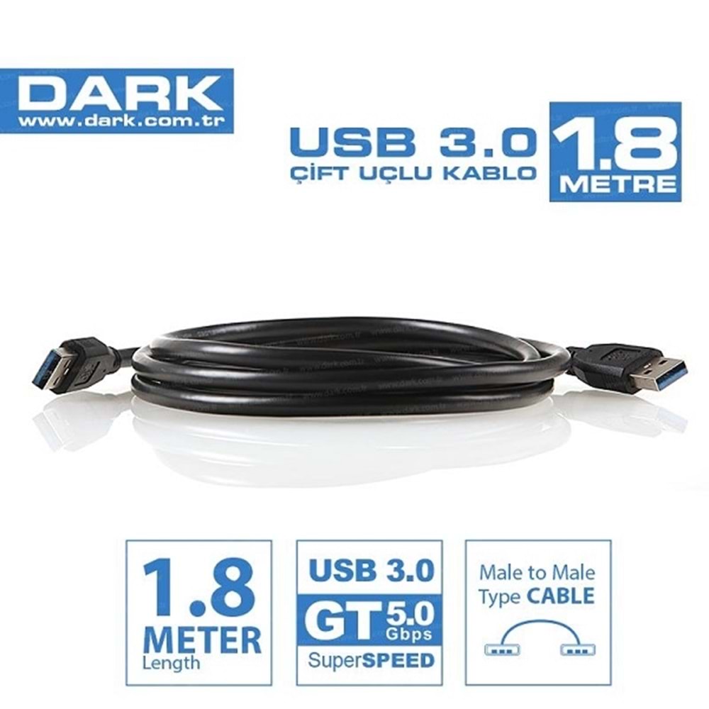 Dark 1.8M Usb 3.0 Erkek - Erkek Data Kablosu (DK-CB-USB3AL180)