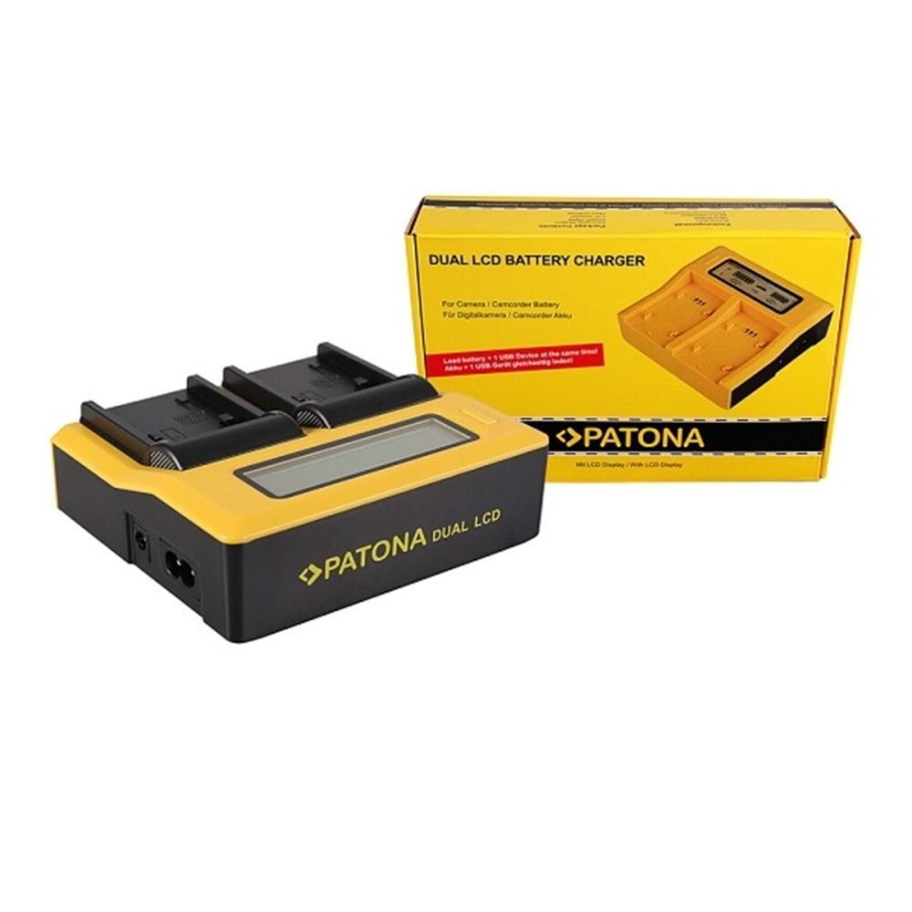 Patona 7557 Çift LCD USB Şarj Cihazı Sony NP-FP50 NP-FH50 NP-FV100 Uyumlu