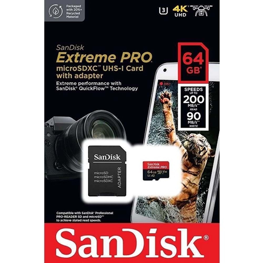 Sandisk 64Gb Extreme Pro UHS I MicroSD Hafıza Kart SDSQXCU-064G-GN6MA