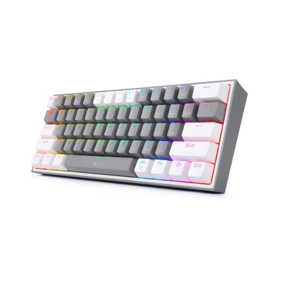 Redragon K617 Fizz RGB Red Switch Kablolu Gri Beyaz Compact Gaming Oyuncu Klavye