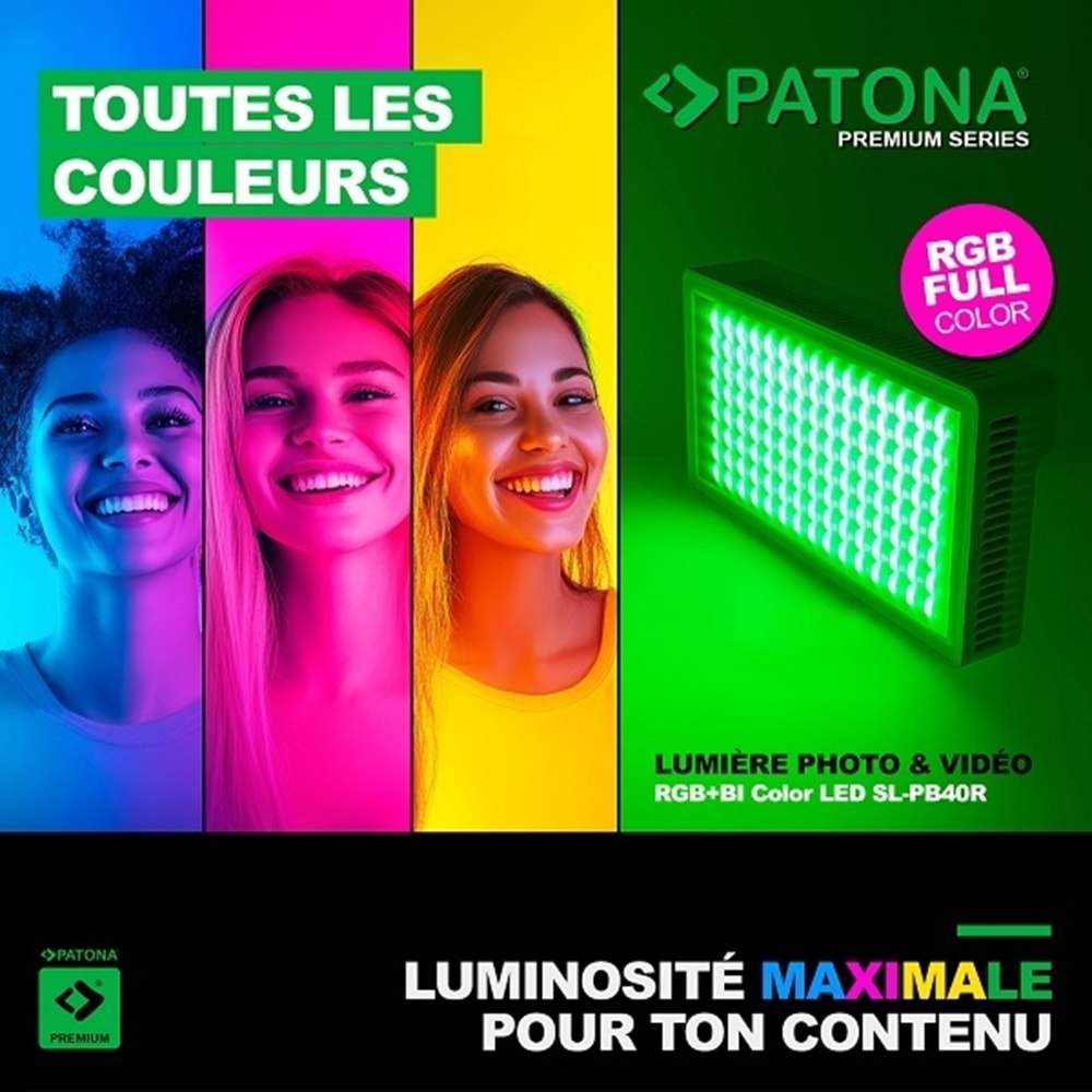 Patona SL-PB40R 4246 40W Premium RGB Led Bataryalı Panel Işık