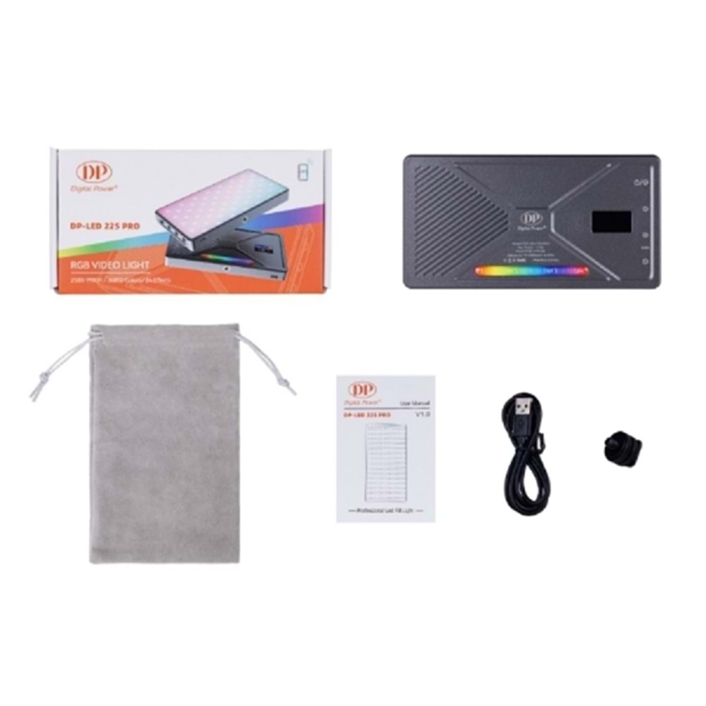 Dp LED 225 PRO 2500K-9900K Şarjlı ve App Kontrollü Rgb Led Işık