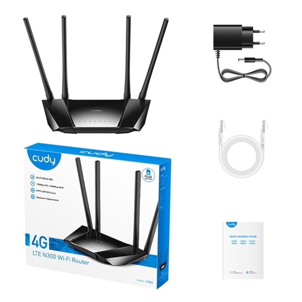 Cudy LT400_EU 4 Port 10/100Mbps 300mbps 4 Anten Sim Destekl
