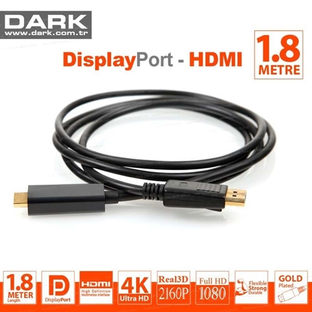Dark DK-CB-DPXHDMIL180 1.8mt Display Port-Hdmı Kablo