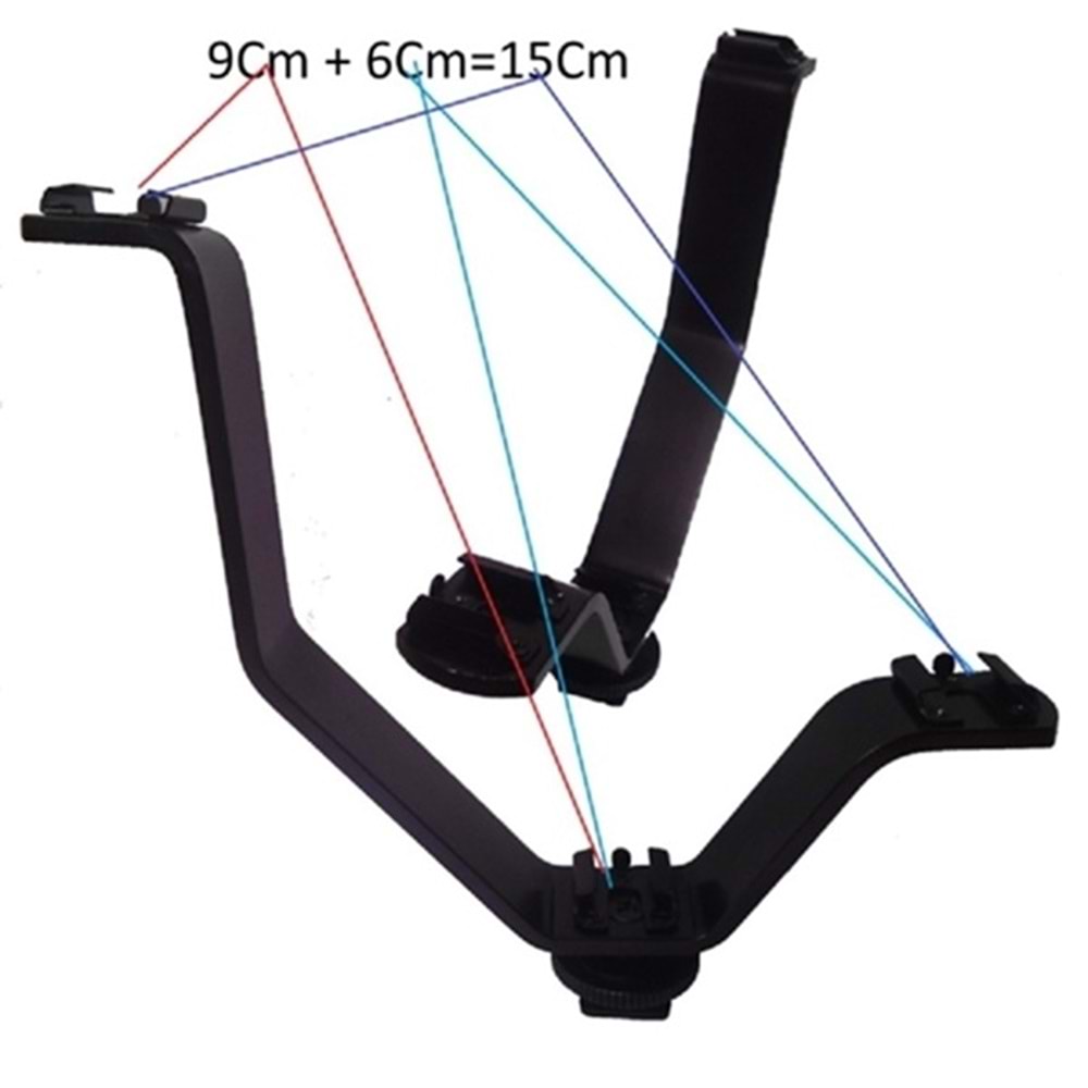 Dp 15cm V Braket Üçlü Flaş Bağlama Aparatı