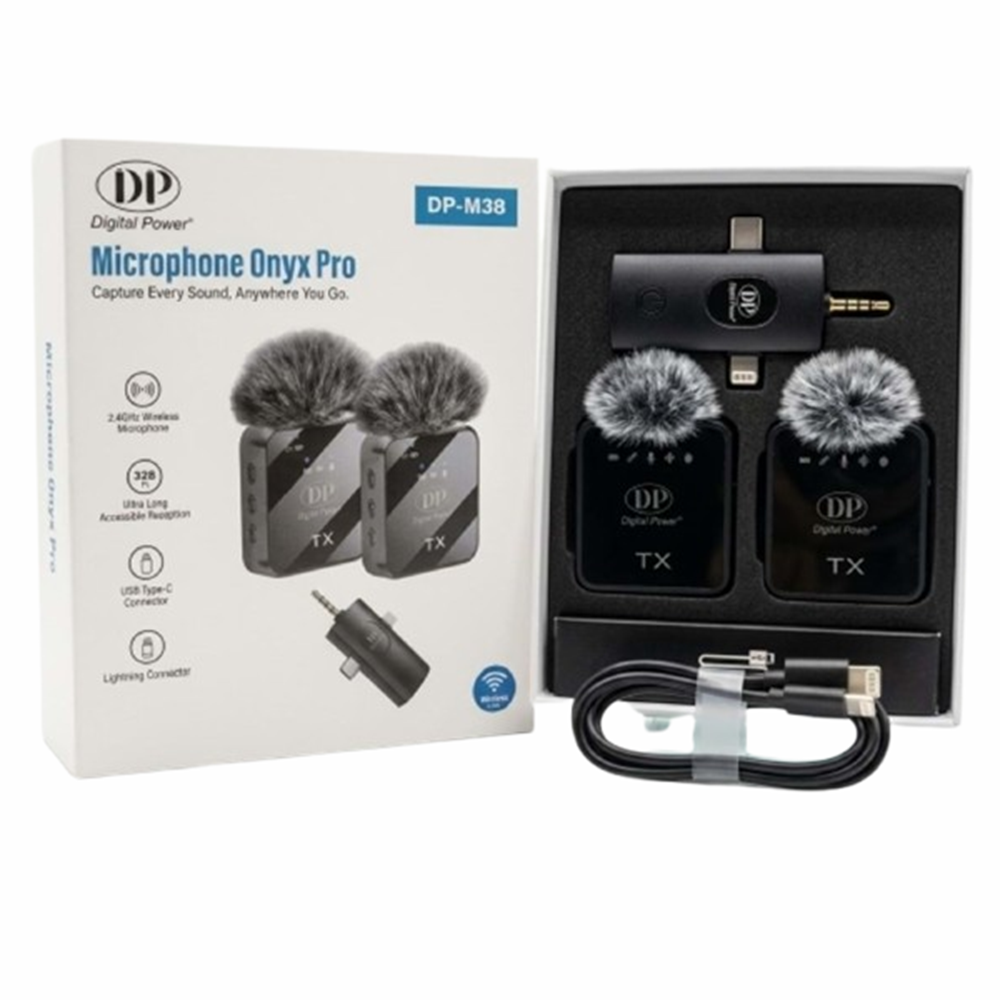 Dp M38 3in1 Type-C, Lightning, 3.5mm Jak, Çiftli Yaka Kablosuz Mikrofonu