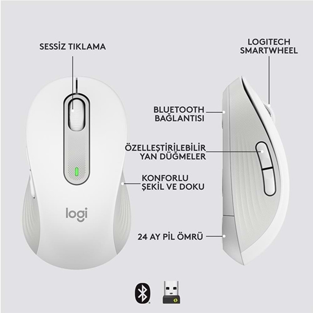 Logitech Signature M650 Bluetooth Kablosuz Sessiz Siyah Mouse (910-006255)