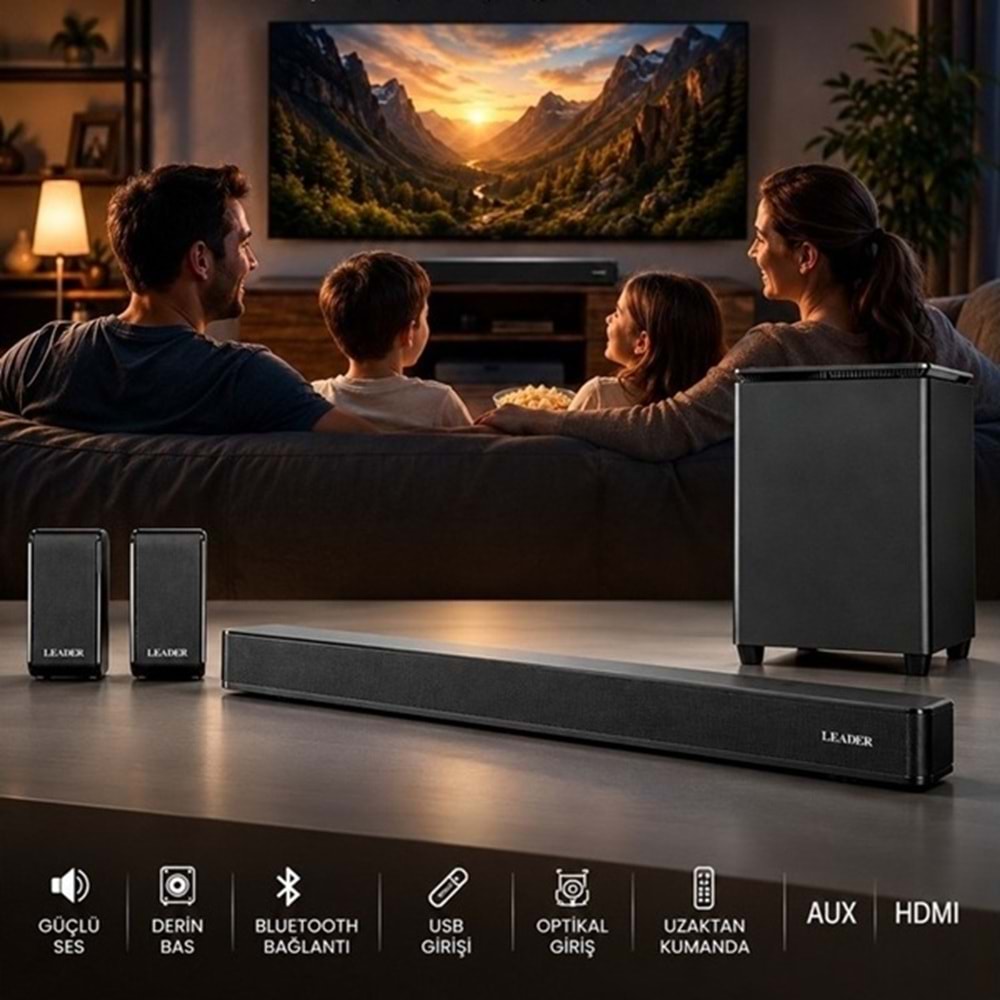 Leader SB-41 5.1 Soundbar Bt USB Optik Arc Aux Ses Sistemi
