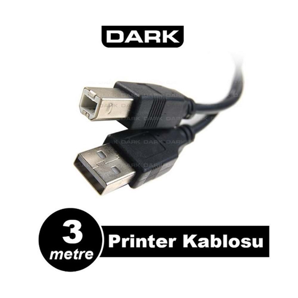 Dark DK-CB-USB2PRNL300 3Mt USB 2.0 Yazıcı ve Data Kablosu (B-Tip)