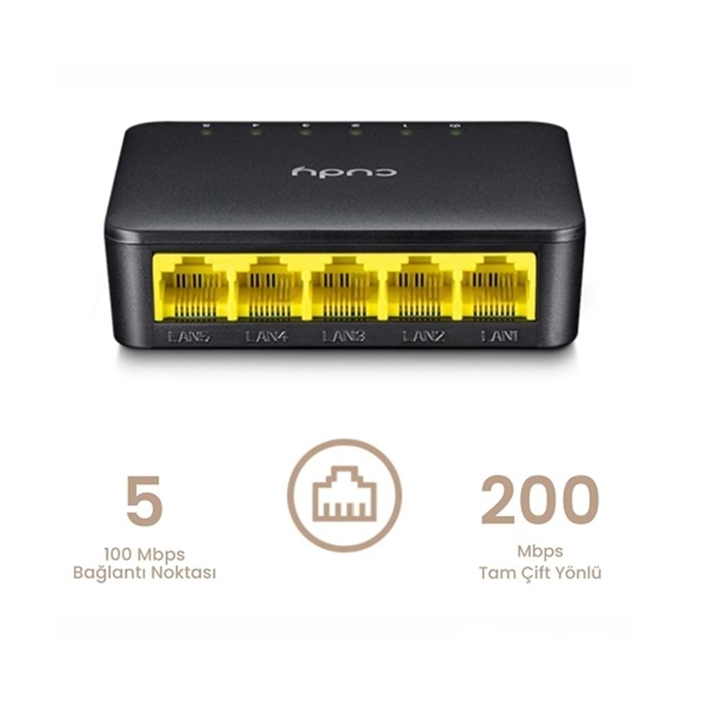 Cudy FS105D 5 Port 10/100 Yönetilemez Desktop Plastik Kasa Switch