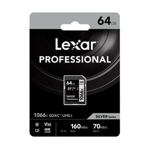 Lexar 64Gb 160Mb/s 1066x C10 V30 U3 UHS-I SDXC Prof. Hafıza Kartı
