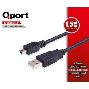 Qport Q-USBKM1.5 5Pin 1.5Mt USB 2.0 Data Kablosu