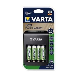 Varta LCD Plug+ Plus Şarj Cihazı + 4x2100 mAh AA Büyük Kalem Pil