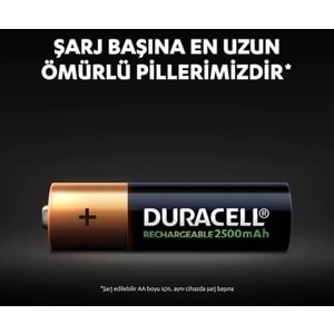 Duracell HR6 2500 mAh AA Ni-MH Şarj Edilebilir Kalem Pil 2li Paket