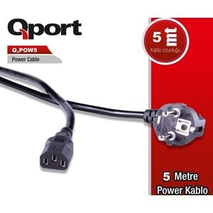 Qport Q-POW5 5mt PC Power Kablosu