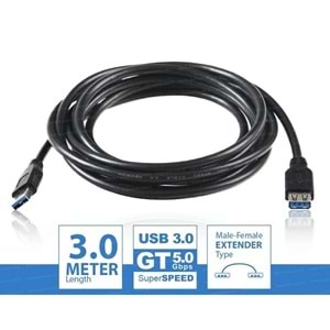 Dark DK-CB-USB3EXTL300 3Mt 3.0 USB3.0 Uzatma Kablosu A Tip
