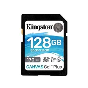 Kingston 128GB SDG3/128GB UHS-I U3 V30 170MB/s 90MB/s Okuma Yazma SD Hafıza Kartı