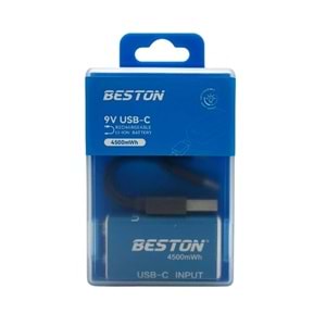 Beston 9V Şarj Edilebilir USB-C Pil