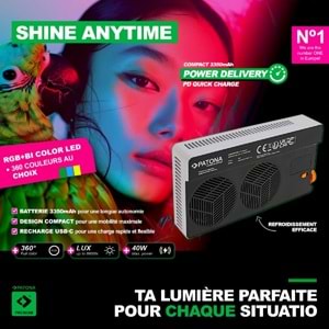 Patona SL-PB40R 4246 40W Premium RGB Led Bataryalı Panel Işık