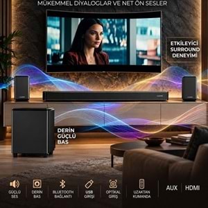 Leader SB-41 5.1 Soundbar Bt USB Optik Arc Aux Ses Sistemi