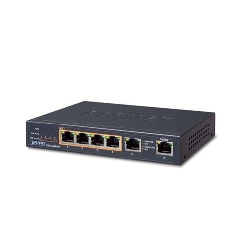 Planet GSD-604HP 4 Port 10/100/1000T 802.3At + 2-Port 10/100/1000T Desktop 55W Poe Budget Switch