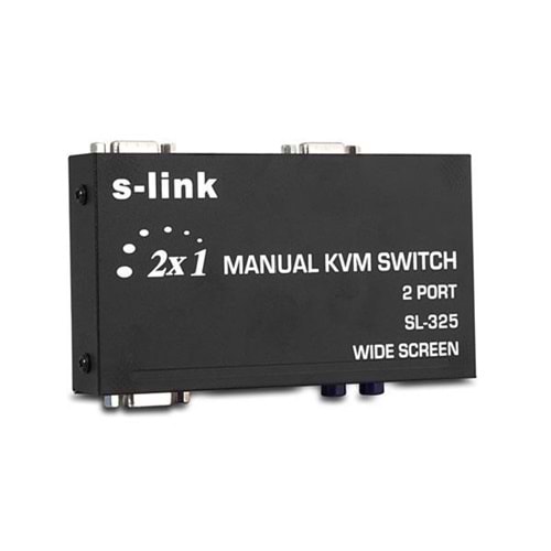 S-Link SL-325 2 Port Vga +Ps2 Kvm Switch 2 Kablolu Siyah