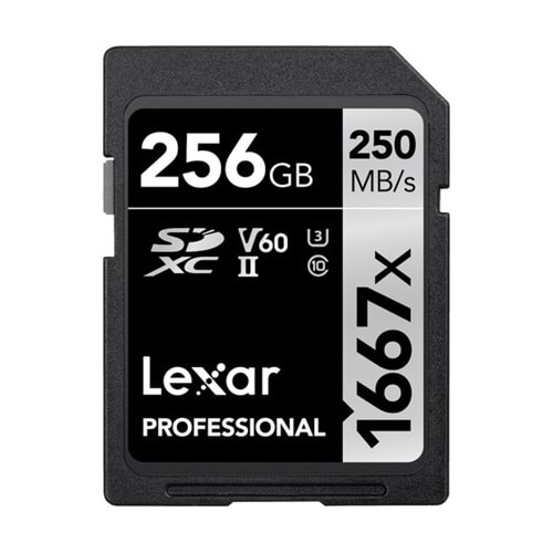 Lexar 256Gb 250Mb/s 1667x V60 U3 UHS-II SDXC 4K Hafıza Kartı