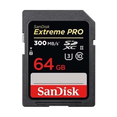 SanDisk 64GB Extreme Pro 300MB/s UHS-II SDXC V90 Hafıza Kartı (SDSDXDK-064G-GN4IN)