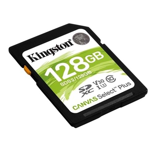 Kingston 128GB SDS2/128GB UHS-I U3 V30 100R SDXC Canvas Select Plus C10 SD Hafıza Kartı