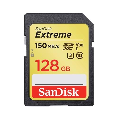 Sandisk 128GB Extreme SDXC Card 150MB/s V30 UHS-I U3 Hafıza Kartı SDSDXV5-128G-GNCIN