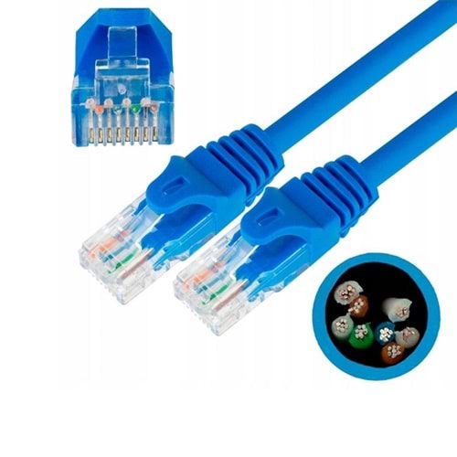 ODS CAT6 UTP LSZH Bakır 5 Metre Mavi Patch Cord
