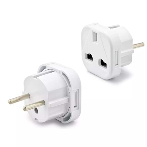 Hadron FIS003 Avrupa Tip Erkek Amerikan İngiliz Dişi Fiş Adaptörü 10A 250V Beyaz