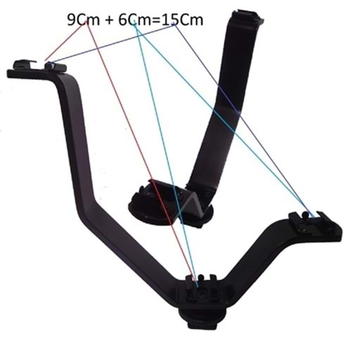 Dp 15cm V Braket Üçlü Flaş Bağlama Aparatı
