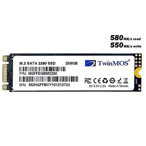 Twinmos NGFFEGBM2280 M.2 256GB 580/550MB/s PCIe 3D NAND SSD Disk22x80mm
